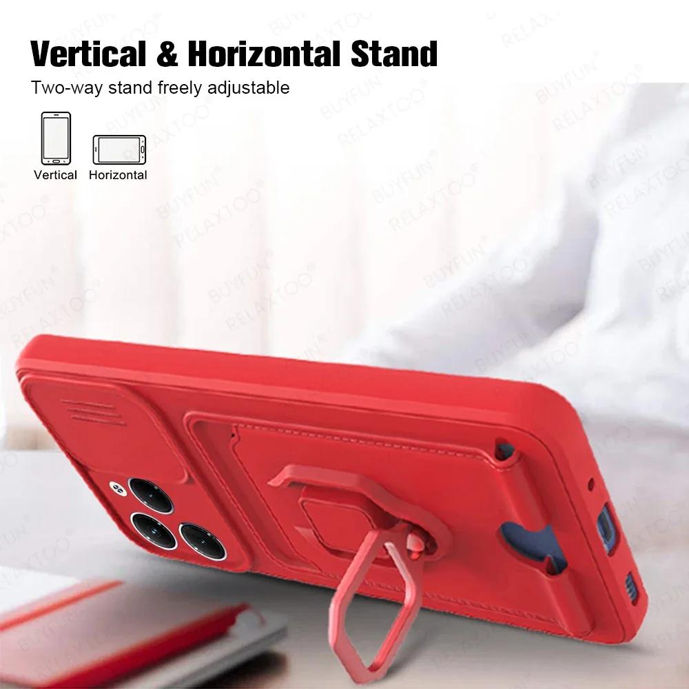 Sliding Camera Protection Case for Infinix Hot 40 Pro Note 40 Pro Plus 30 Spark 2024 Vehicle Magnetic Bracket Card Wallet Shell