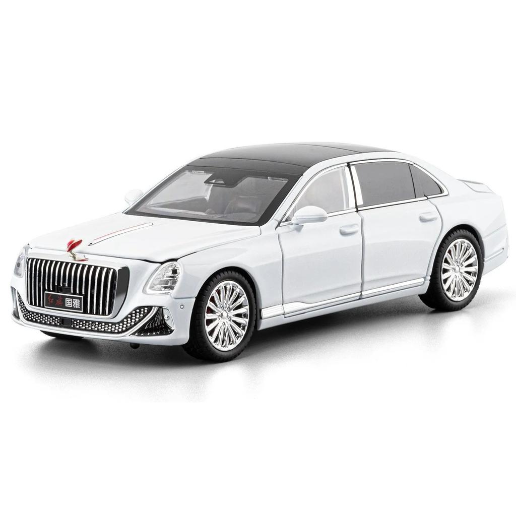 1/24 Hongqi Golden Sunflower Guoya Ornament Pull Back Car Toy Simulation Alloy Car Model