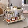 2Layer Acrylic Cosmetic Organizer Bathroom Vanity Storage Shelf Transparent Makeup Display Countertop Shelf Desktop Bathroom Decor Space Saving Decor