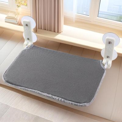 Folding Cat Hammock with Double Suction Cups, Stable Plush Mesh Fabric Cat Window Wall Jumping Platform Suction Cup Cat Hammock