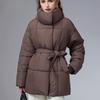 Women's Hooded Down Jacket with Print Design - Autumn/Winter Casual Coat