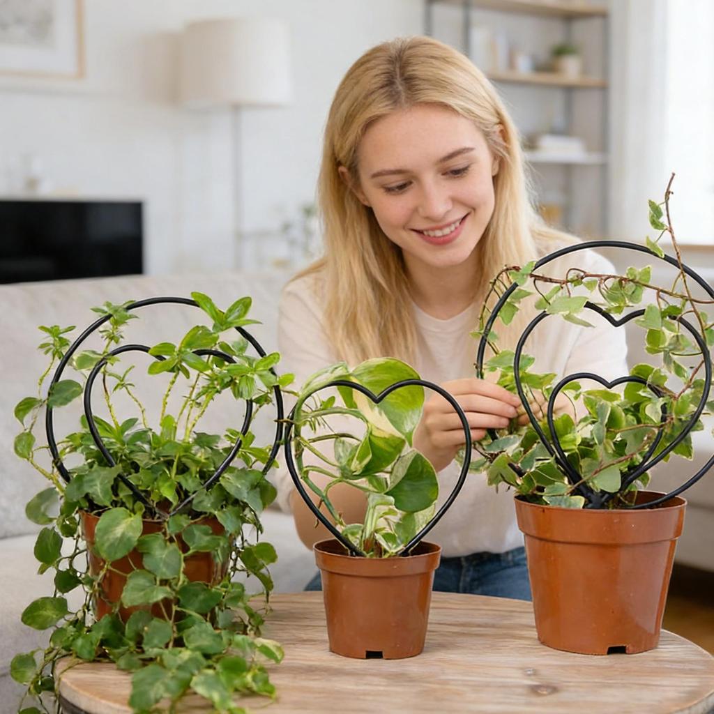 Garden Plant Support Stake Stand Round Vine Climbing Rack Iron heart-Shaped Flower Plant Trellis Support Frame Garden Decor