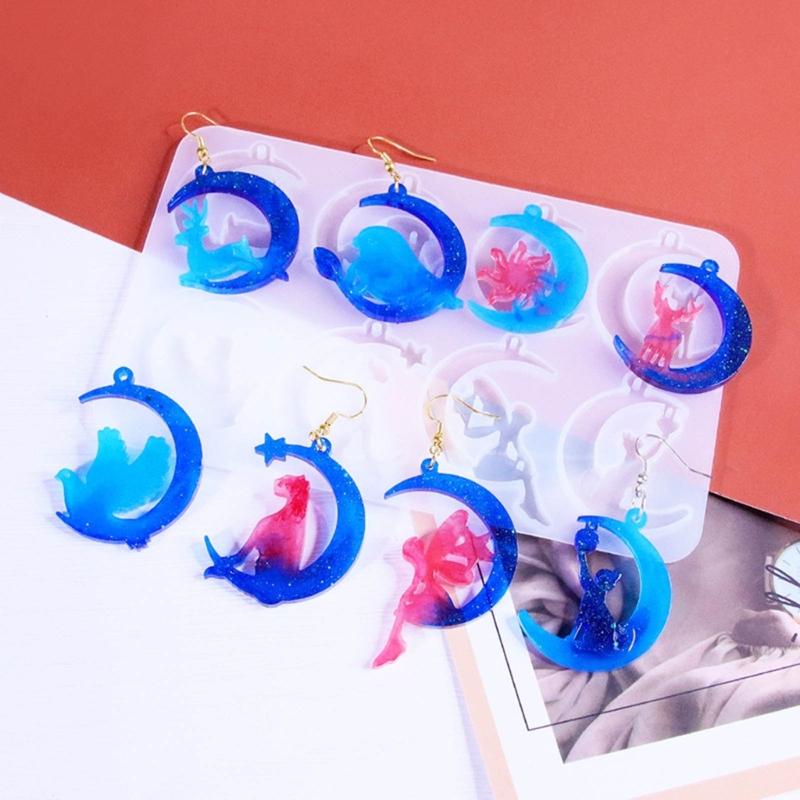 Unique Earring Resin Molds Jewelry Casting Mold Stars Heart Moon Silicone Pendant Mould DIY Craft Keychain Jewelry Charm