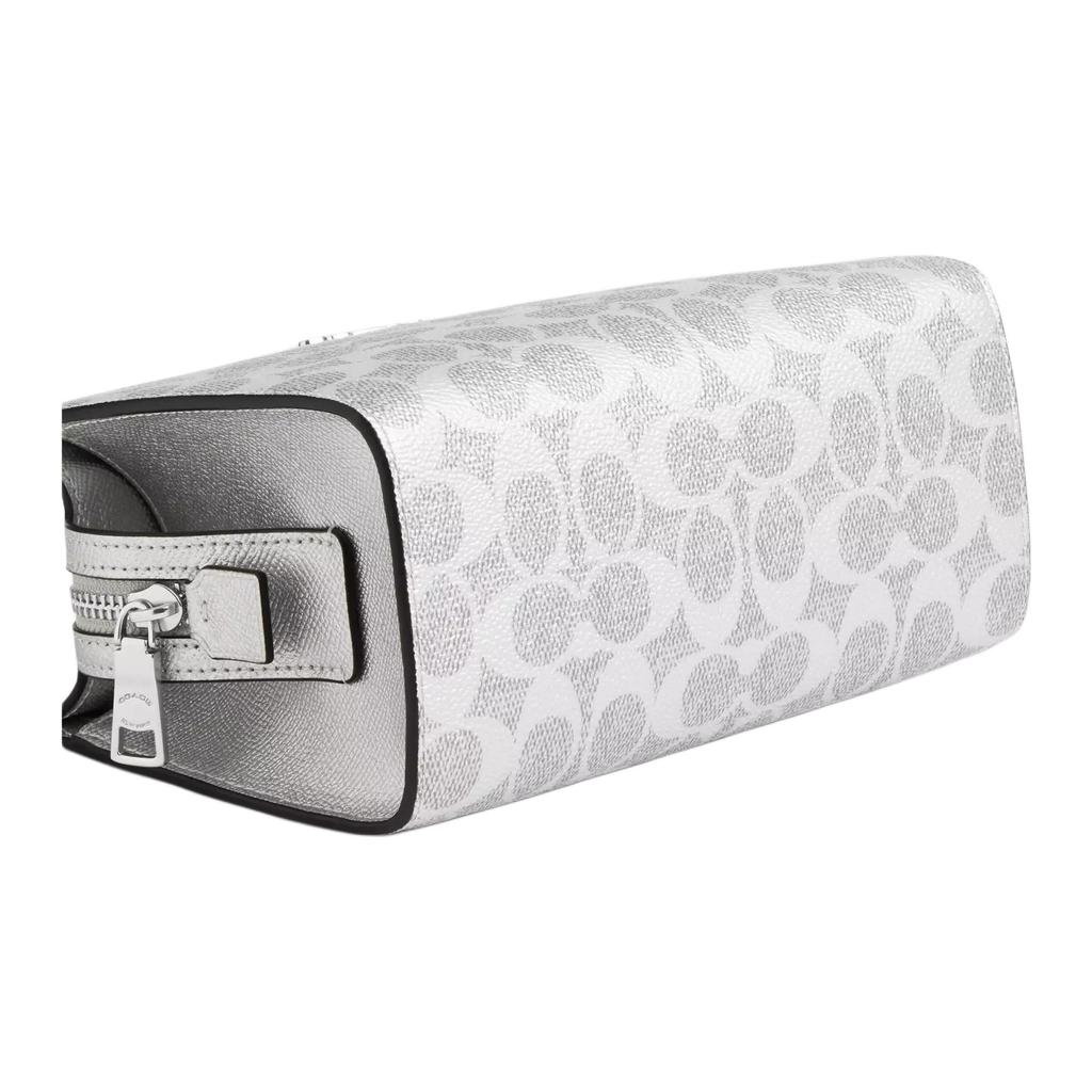 Coach 20 Metallic Crosshatch Coated Canvas Crossbody Bag Small Women Bags Silver CCK70-SVYGP