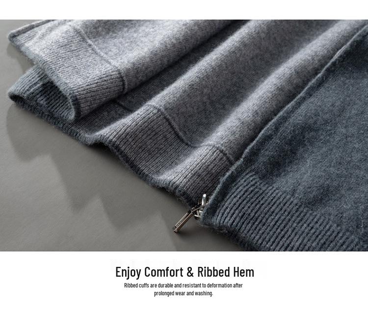 Men's Wool Round Neck Cardigan - Autumn/Winter Business Casual Knit Sweater