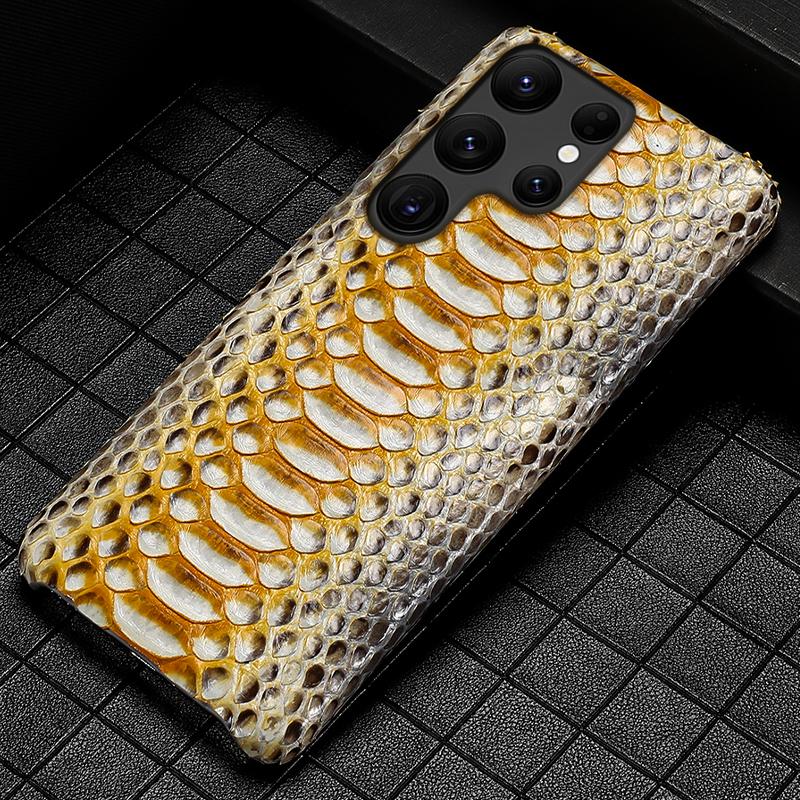 Genuine Python Leather Phone Case for Samsung galaxy S26 S25 S23 S22 S21 S24 Ultra S26 Plus A55 5G Luxury Snakeskins Back Cover