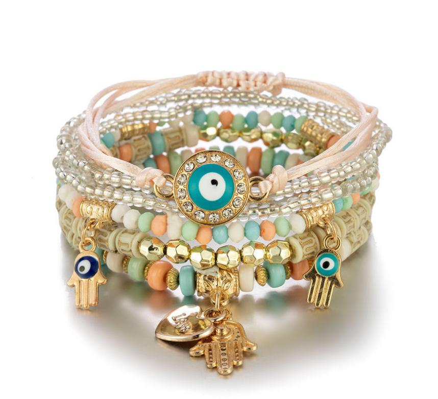 European and American Popular Bohemian Style Ladies 2021 Luxury Jewelry Handmade Custom the Evil Eye Beaded Bracelet