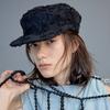 CLASSIC NEWSBOY CAP_FLAT_FLOWER BLACK