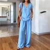1116 Spot new solid color summer fashion women's clothing set casual two-piece set