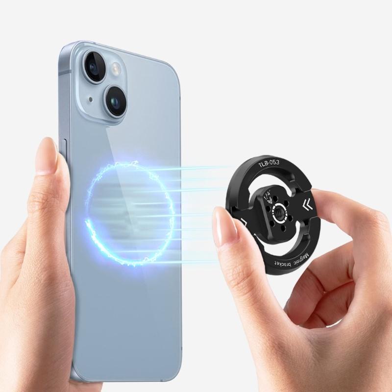 1/4in Screw Hole & Cold Shoe Magnetic Phone Holder Base for Ball Head Gimbals Phone Stand Aluminum Mount Base Quick Setup