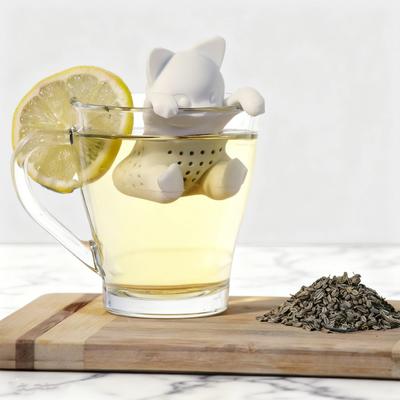 Silicone Tea Infuser Cat Shaped Strainer Loose Leaf Tea Brewer Cute Cartoon Tea Filter for Home Office