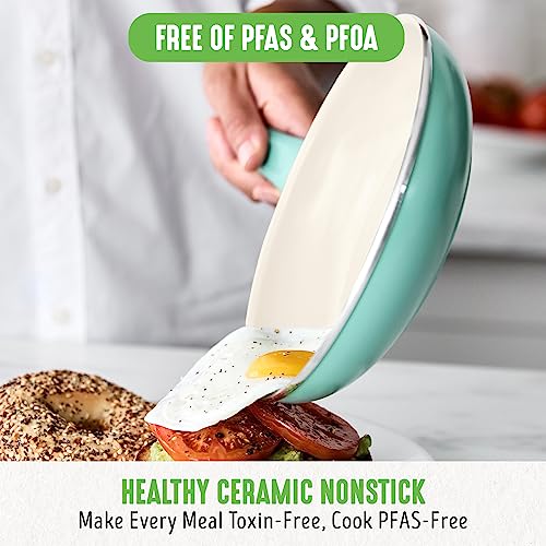 Greenlife 14-Piece Nonstick Ceramic Cookware Set with Soft Grip 16-Piece Blue