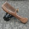 Black Gold Sandalwood Long Handle Wooden Comb - Large, Traditional Craftsmanship for Ladies.