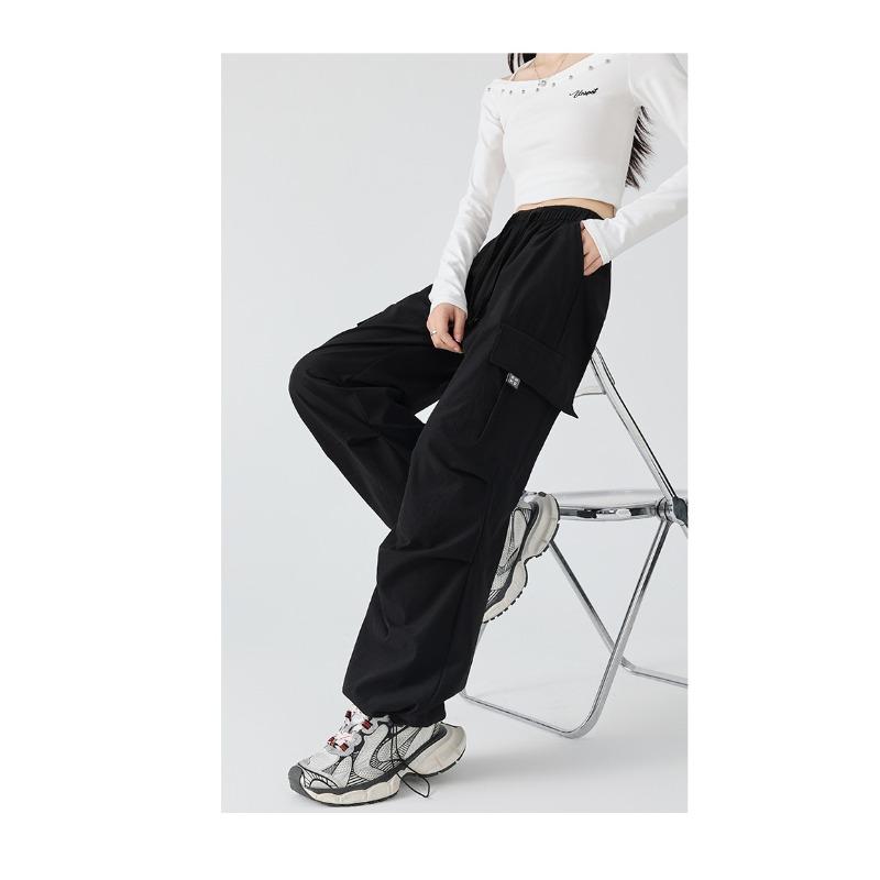 Arbetsbyxor för dam Vår och höst Nya Hög midja Casual Raka Vida benbyxor för dam För att se smal ut och bära sportbyxor