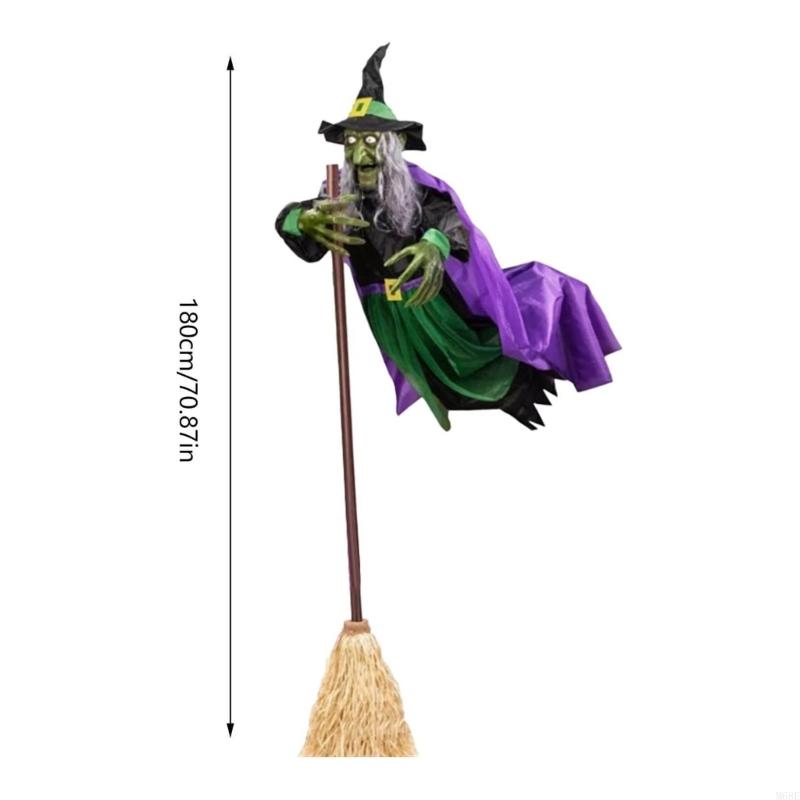 Haunted Animated Hovering Witch Sculpture with Fabric Costume Halloween Props M68E