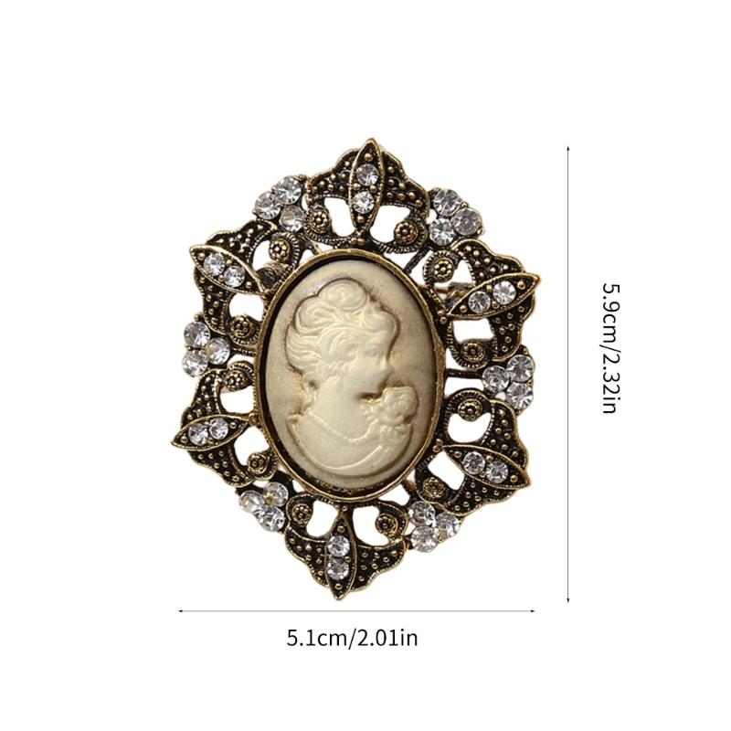Dateless Lady Portrait Brooch Vintage Inspired Design In Gilded Alloy Fashion Pin Accessories For Dress Decoration