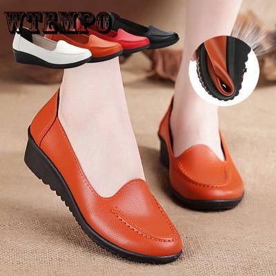 Handmade Leather Soft Shoes Female Flats Lady Round Toe Shoes Loafers Casual Shoes Women