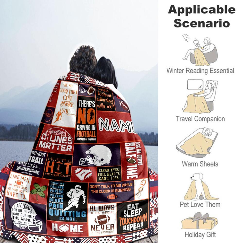 Football77 Personalized Text Blanket Throw Customizable Blanket Durable Comfort for Sofa Office Livingroom Bedding Ideal for All Seasons