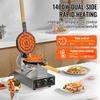 1400W 2 Teglie Commerciale Macchina per Waffle a Bolle d'Uovo Rotante & Manici in Legno Antiaderente Acciaio Inossidabile Bubble Puff con 180°