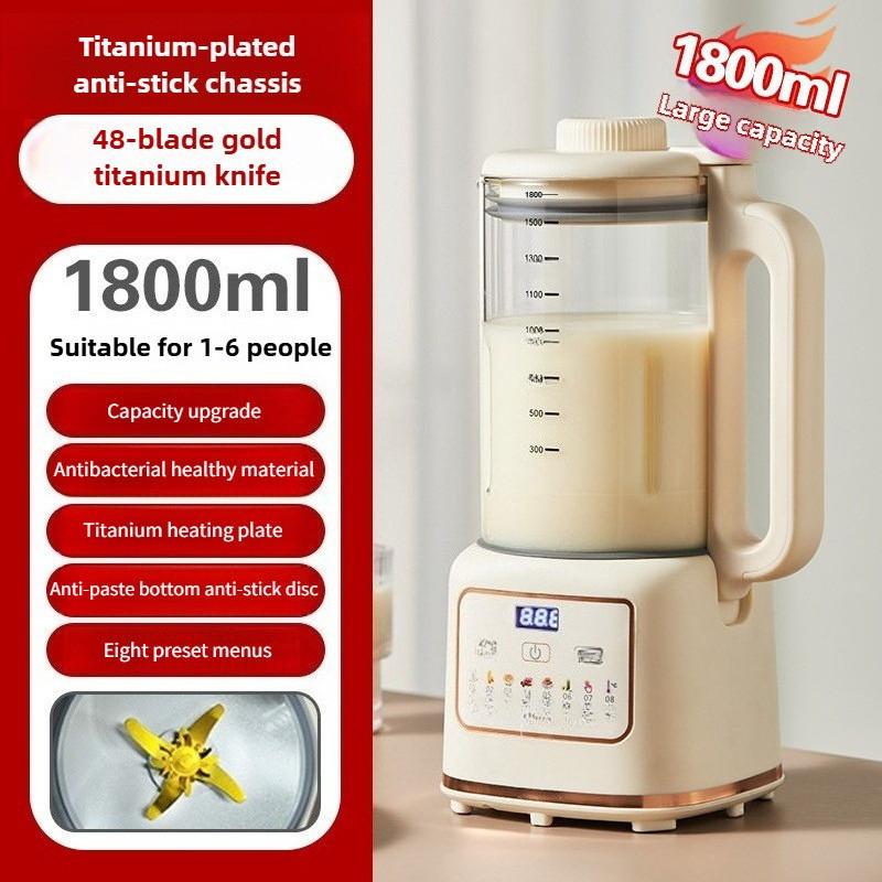 1.8L Large Capacity Soybean Milk Machine Household Anti Paste Bottom Electric Blender Multifunction Complementary Food Processer