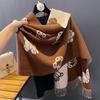New Line Bear Imitation Cashmere Scarf for Women Korean Version Winter Cute All match Scarf To Keep Warm and Cold Plus Velvet Shawl