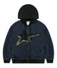 Xtonz Xtt061 Vintage Washed Star Denim Zip-Up Hoodie (Deep Blue)