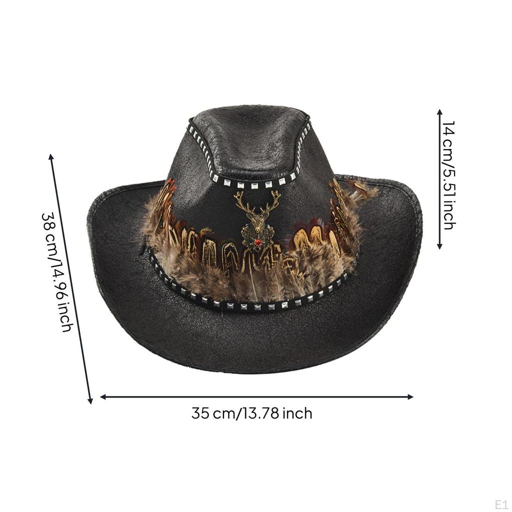 Cowboy Hat with Deer Head Wide Brim Steampunk Western for Entertainers