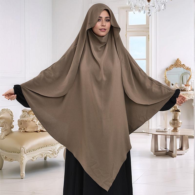 Yto Scarf Women's Big Size Ice Silk Crinkle Hijabs Abayas Muslim Solid Clothing Islam Ramadan Prayer Dress Full Cover Headscarf Turban