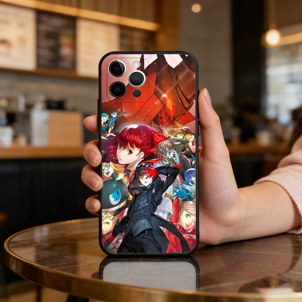 COOL Anime P-Persona 5 Phone Case For iPhone 17,16,15,14,13,12,11 Plus,Pro Max,Soft Silicone Black Cover