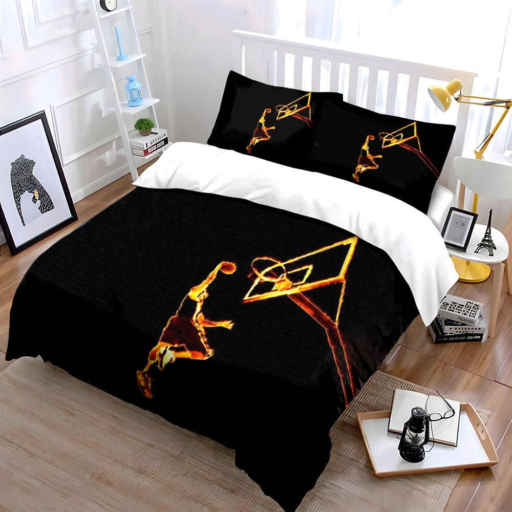Basketball Themed Sports Artwork Poster Multiple Sizes Kid'S And Adults' Bedroom Exquisite 3Pc Bedding Set, Gift