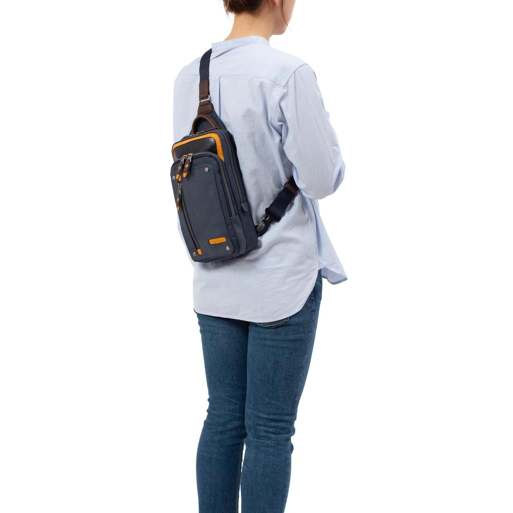 Body One Shrink Synthetic Leather [Mustache] Bag, Shoulder, Men's JEX-4330 (Navy)