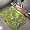Colorful Cartoon City Road Map for Kids Playtime Non-slip Rug Suitable for Living Room and Bedroom Sofas