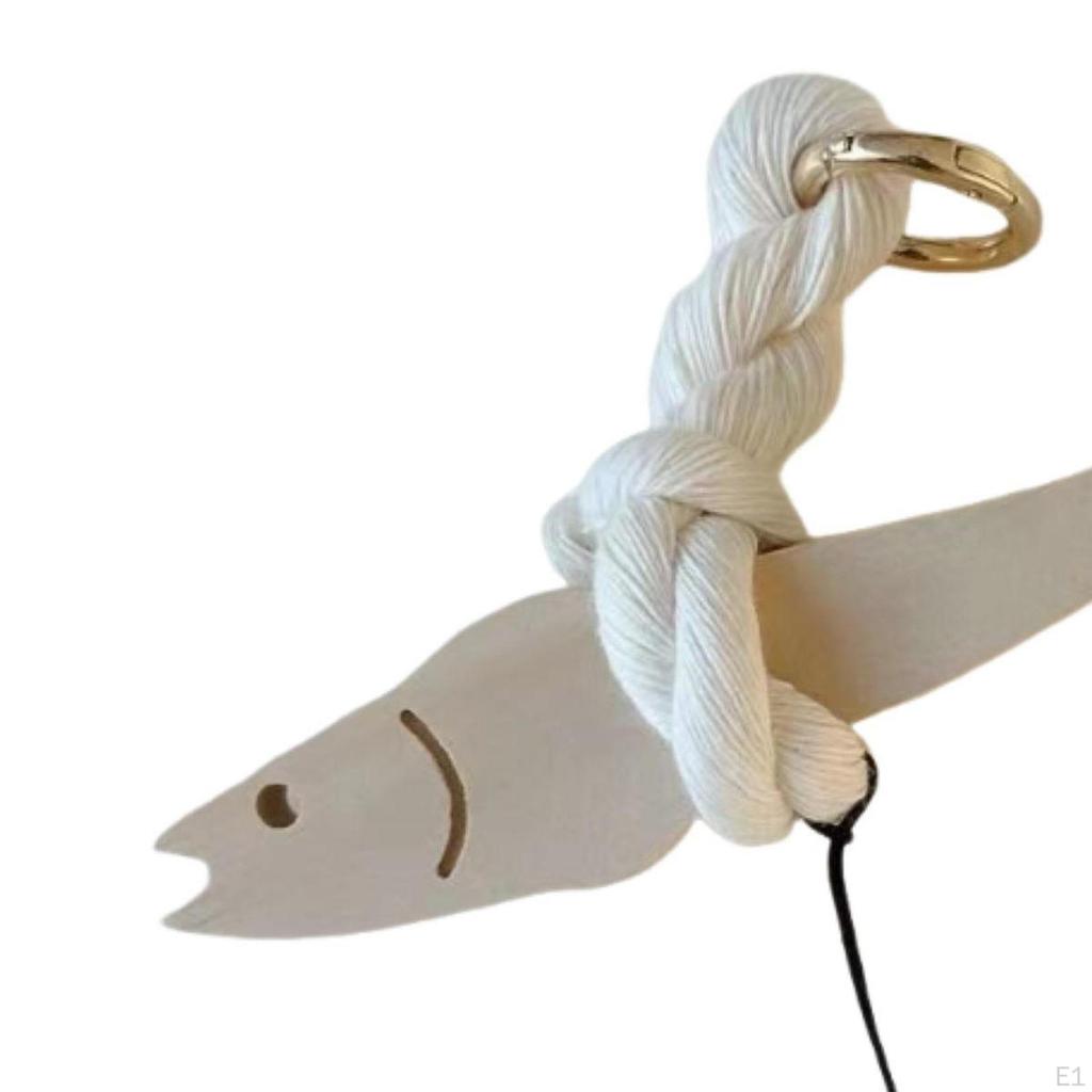 Hanging Wooden Fish Ornament with Cotton Rope for Home And Office Decor
