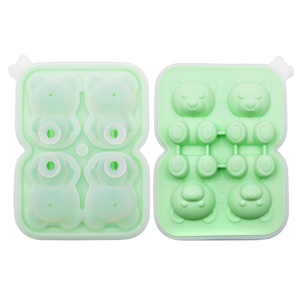 Silicone World DIY 4/2 Cute Bears Shape Ice Cube Silicone Mold Ice Grid Home Kitchen Ice Cream Molds Ice Ball Ice Making Box