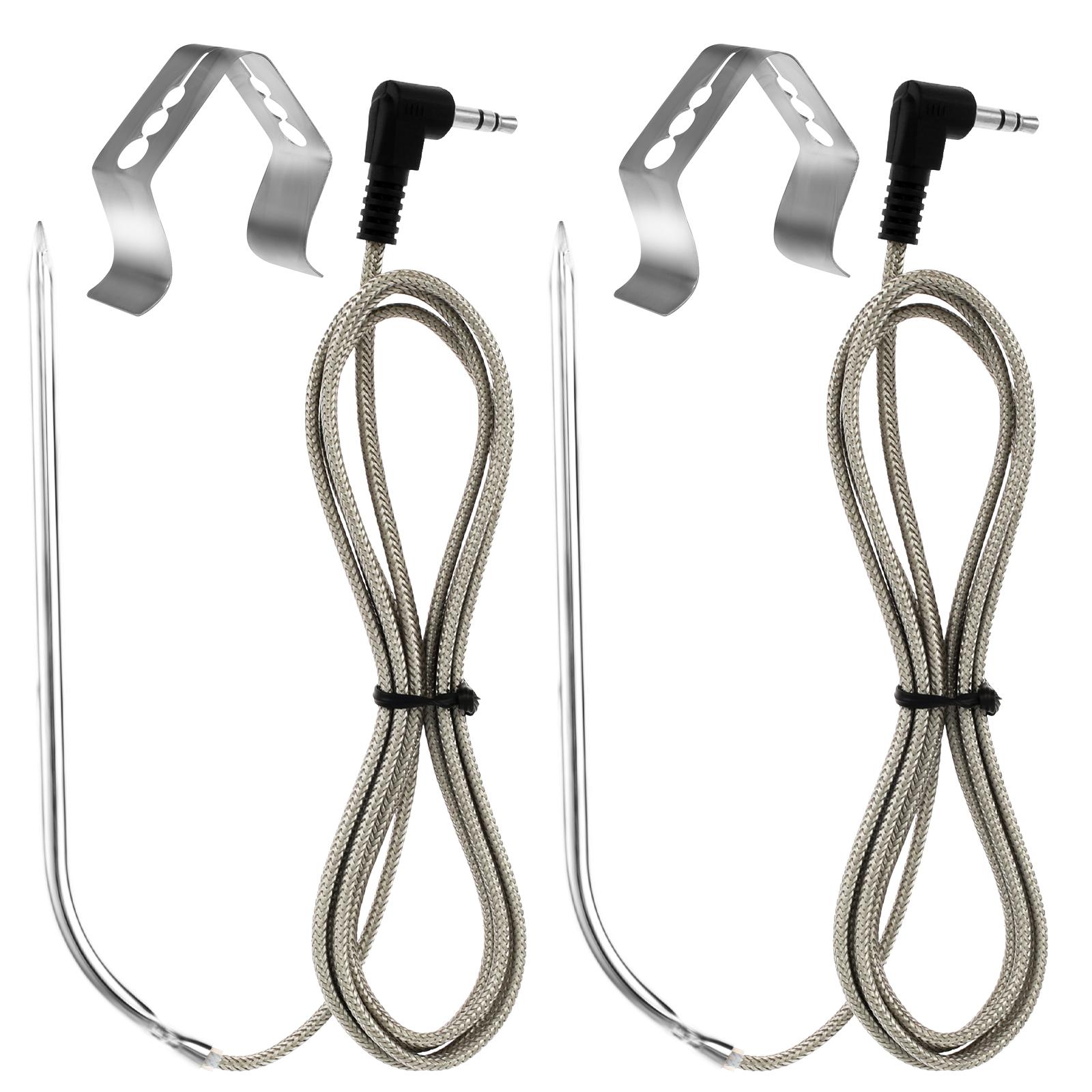 

2/4Pcs Replacement Meat Probe 2 Probe Clips Stainless Steel Plug Temperature Probe Precise High Temperature Meat Probe Food 2 Pcs