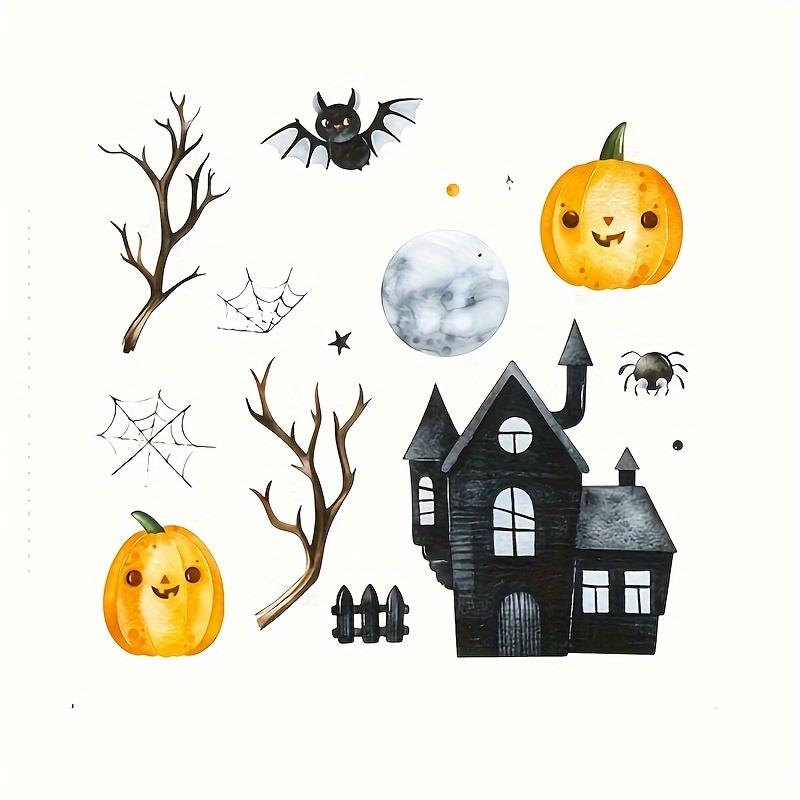 Halloween 3D Night Light Bat Wall Stickers, Witch Bat Broom Flying Stickers, Pumpkin House Horror Stickers