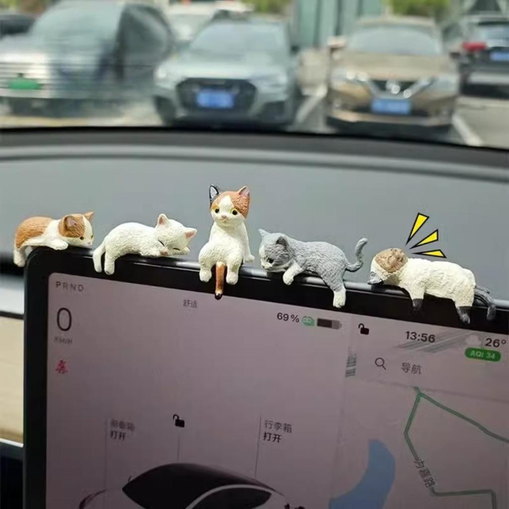 1/4PCS Kawaii Mini Cat Figurines Ornament Cartoon Kitten Statue Gifts For Kids Toys Children Room Decoration Miniature Figurines