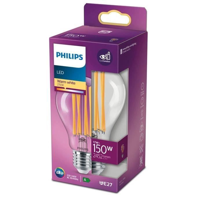 Philips LED Bulb Standard E27 150W Warm White Clear, Glass