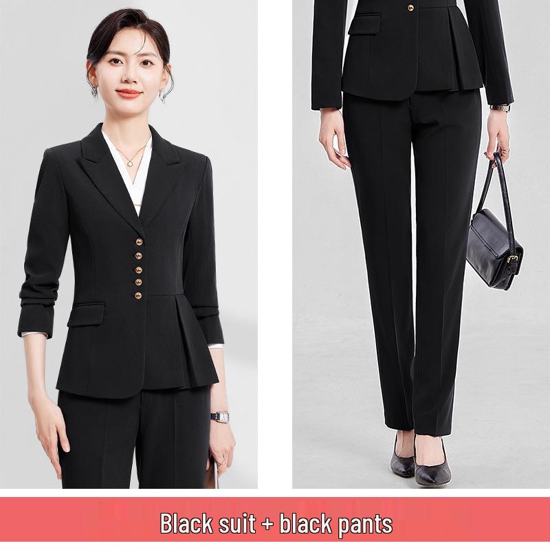 Autumn Korean Style Women's Professional Suit Set for Office and Jewelry Store Receptionists