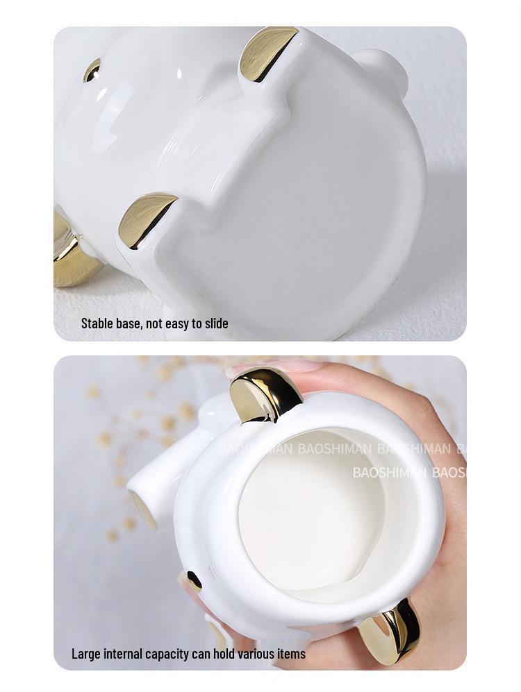 Trendy Bear Pen & Brush Holder with Sandpaper Storage for Manicure Tools – Desktop Organizer & Photo Prop