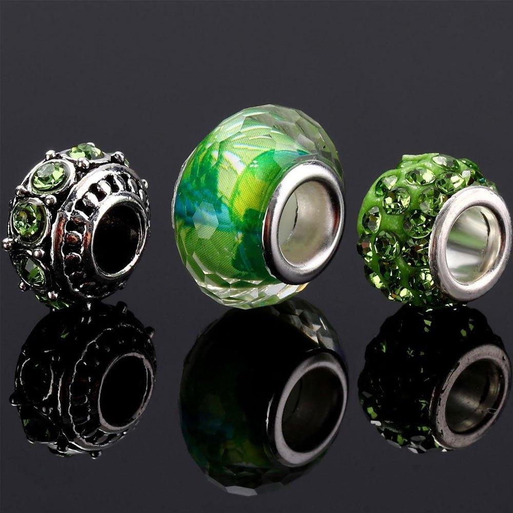 7/14/21 Stück Harzmaterial Grüne Serie Großlochperlen Zufälliger Stil Bastel Zwischenperlen DIY Armband Halskette Ohrringe Schlüsselanhänger Schmuckzubehör