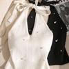 Fashion French Beaded Halter Neck Tie Knot Backless Knitted Vest For Women