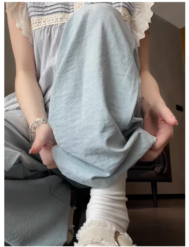 Milk Puff Women's High Waist Wide Leg Sports Pants - Slimming Lazy Style (Spring/Autumn 2026)
