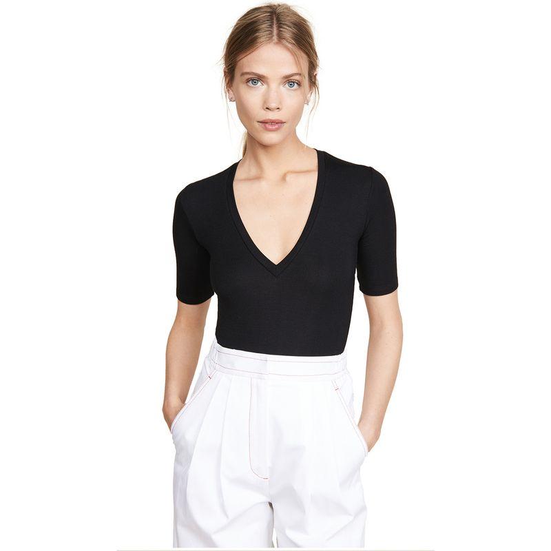 European Goods Fashion All-Match Insvv Collar Mid-Sleeve T-shirt for Women 2025 Summer Modal T-shirt Undershirt Slim Looking Tops Fashion
