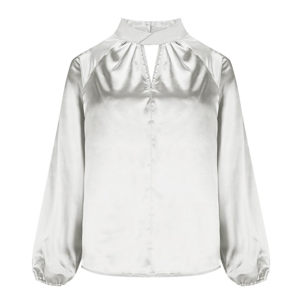 2025 New Satin Silk V-neck Long Sleeve Women's Loose Top