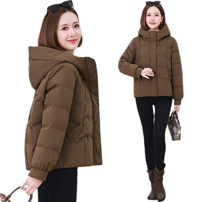 Women's 2024 Winter Hooded Short Down Jacket - Petite, Thickened, Warm White Duck Down Coat for Middle-Aged Mothers