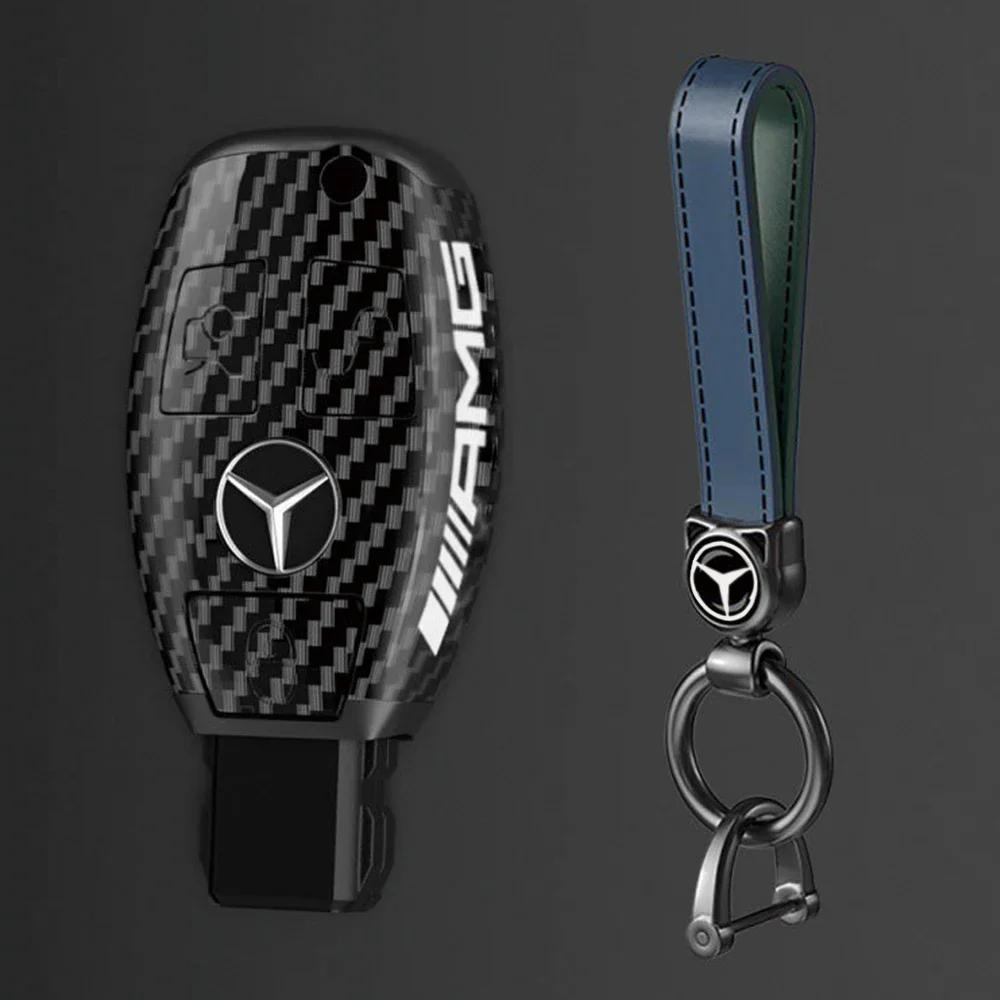 ABS Carbon Fiber Car Key Rings For Mercedes Benz AMG A B C E S Class GLC CLA W177 W204 W205 W212 W176 Car Key Case Cover