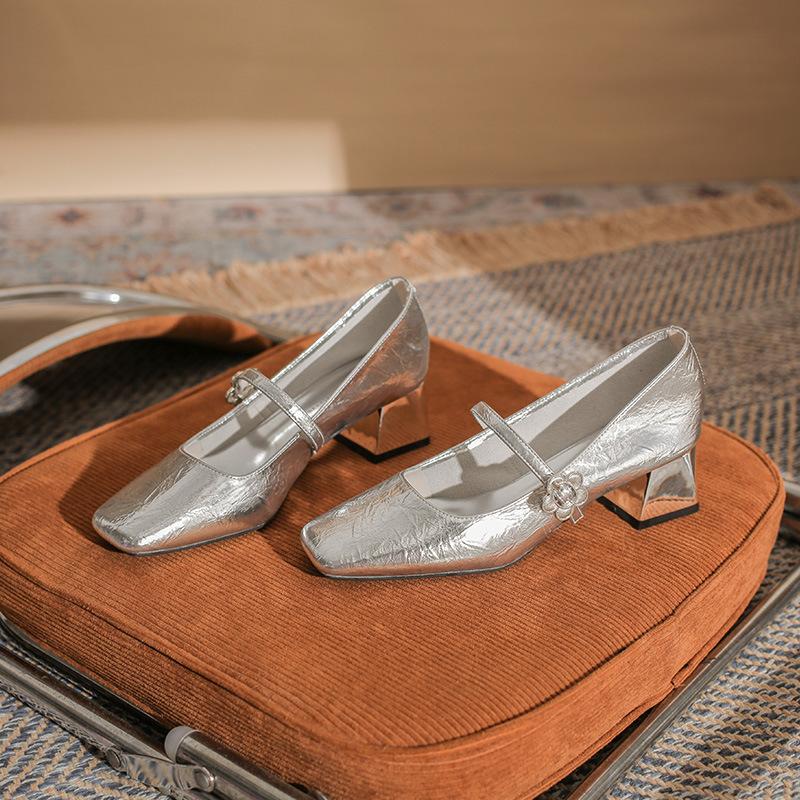 

Comfortable and fashionable thick-heeled square-headed women s single shoes, new Mary Jane models, medium and high-heeled single shoes for women 34 [standard code]