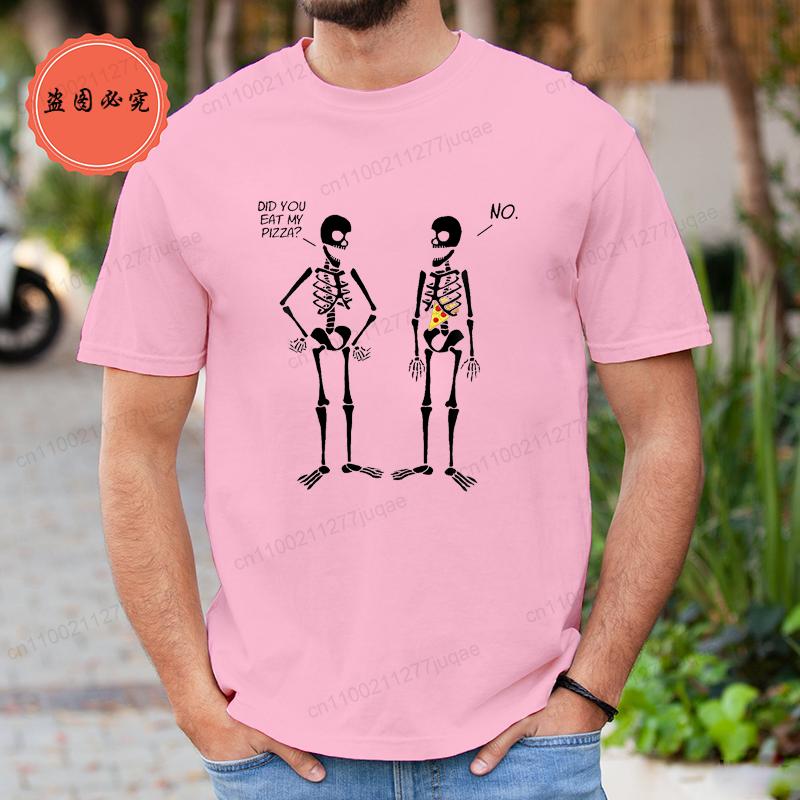 Men's Clothing Did You Eat My Pizza? Cute Funny Skeleton T-Shirt Men Women T-Shirt Fashion Brand Clothing T Shirts Casual Shirt