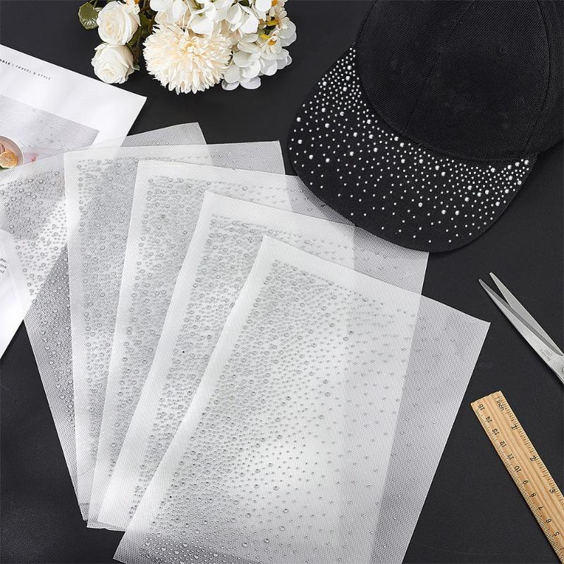 5 Sheets Glass Hotfix Rhinestones, Crystal Clear Adhesive Backed Polka Dot Pattern, DIY Craft & Garment Embellishments 1.5~3mm
